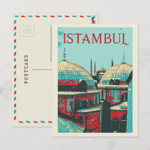 Istambul Hagia Sophia illustration Turkey Postcard