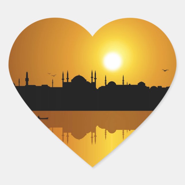 Istanbul and sunset heart sticker (Front)