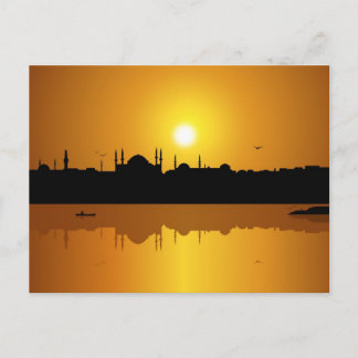 Istanbul and sunset postcard
