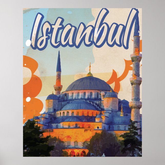 Istanbul Aya Sophia Mosque vintage travel poster (Front)