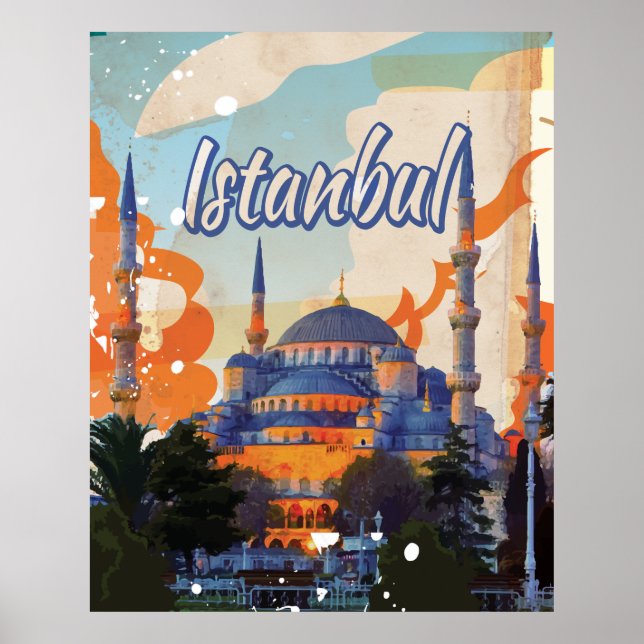 Istanbul Aya Sophia Mosque vintage travel poster (Front)