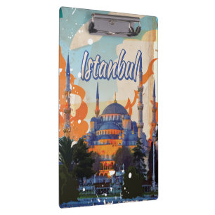 Istanbul Aya Sophia Mosque vintage travel poster Clipboard