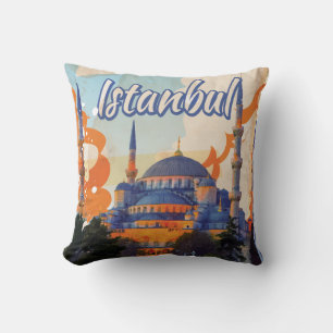 Istanbul Aya Sophia Mosque vintage travel poster Cushion