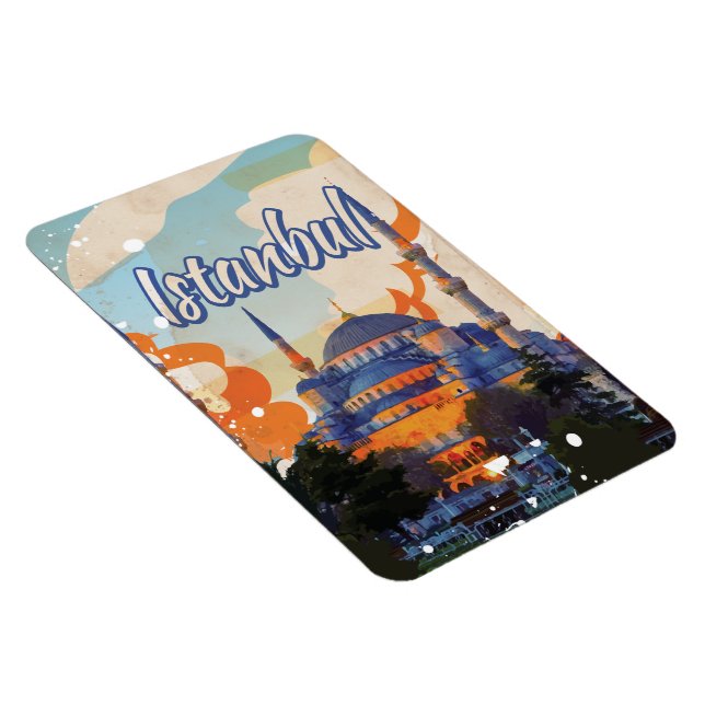 Istanbul Aya Sophia Mosque vintage travel poster Magnet (Right Side)