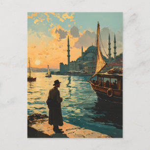 Istanbul: Blue Mosque & Bosphorus Vintage Postcard