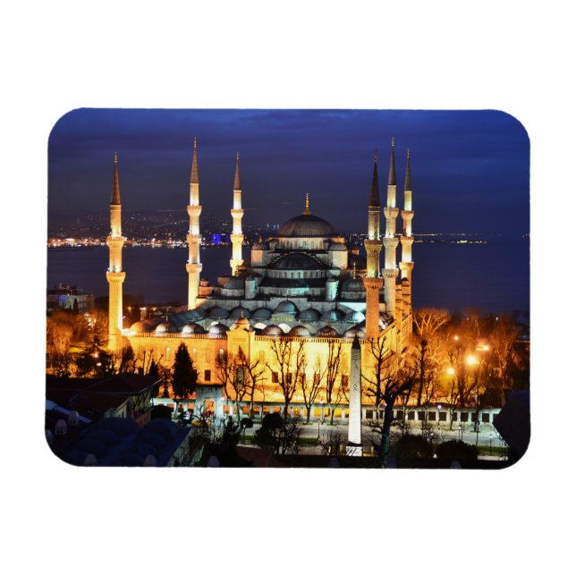 Istanbul Blue Mosque Night Scenery Premium Travel  Magnet (Horizontal)
