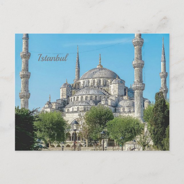 Istanbul Blue Mosque Night Scenery Premium Travel  Postcard (Front)