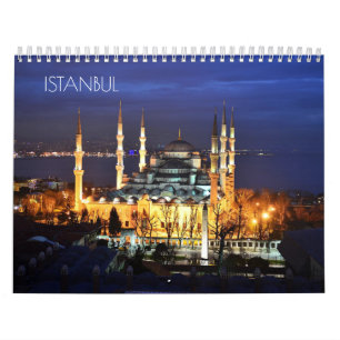 Istanbul Blue Mosque Night Scenery Travel Turkey Calendar