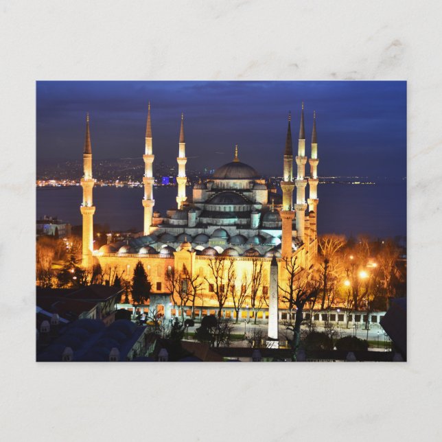 Istanbul Blue Mosque Night View Scenery Turkey Postcard (Front)