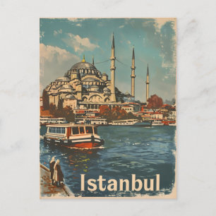 Istanbul Blue Mosque Vintage Postcard