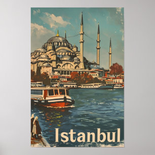 Istanbul Blue Mosque Vintage Poster