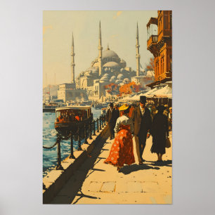 Istanbul Blue Mosque Vintage Poster