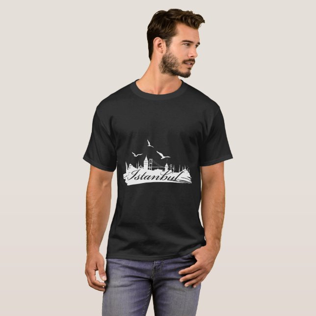 Istanbul Bosphorus Bridge Black T-Shirt for Men (Front Full)