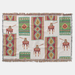 Istanbul Carpets Coffee: Vintage Pattern Throw Blanket