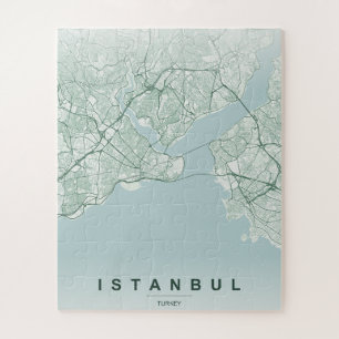Istanbul City Turkey Map Minimal Design Jigsaw Puzzle