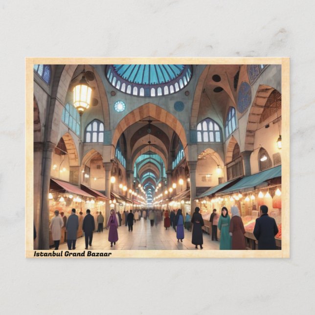 Istanbul Grand Bazaar Vintage Travel Postcard (Front)