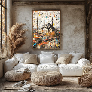 Istanbul Hagia Sophia Abstract Drip Painting Poster