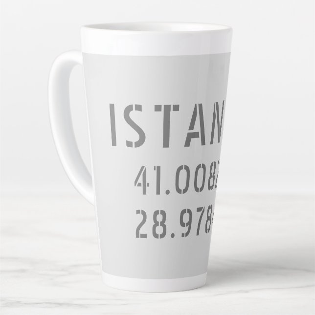 Istanbul Latitude & Longitude Coordinates   Latte Mug (Left Angle)