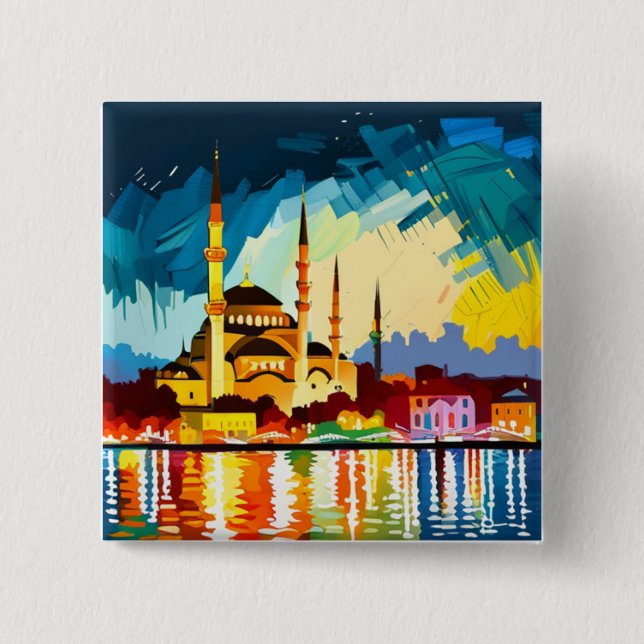 Istanbul Mosque Souvenir button  (Front)