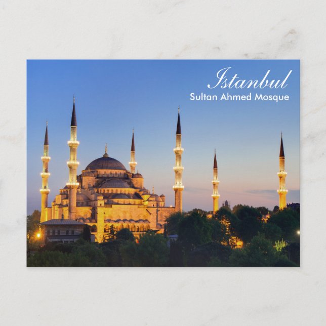 Istanbul - Sultan Ahmed Mosque at night postcard (Front)
