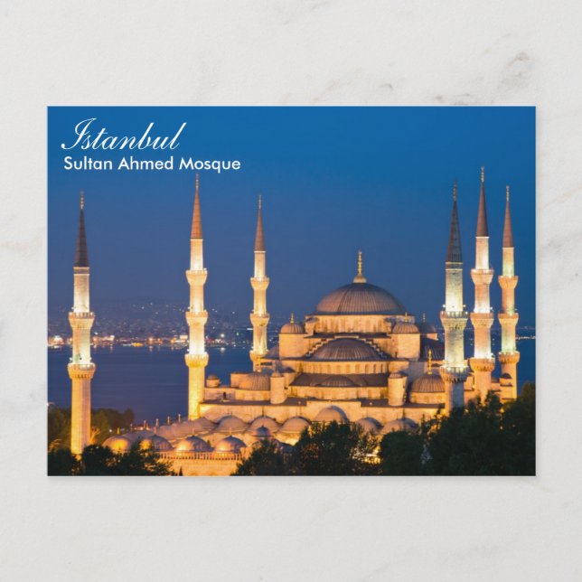Istanbul - Sultan Ahmed Mosque at night postcard (Front)
