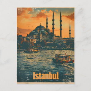 Istanbul Sunset: Vintage Postcard
