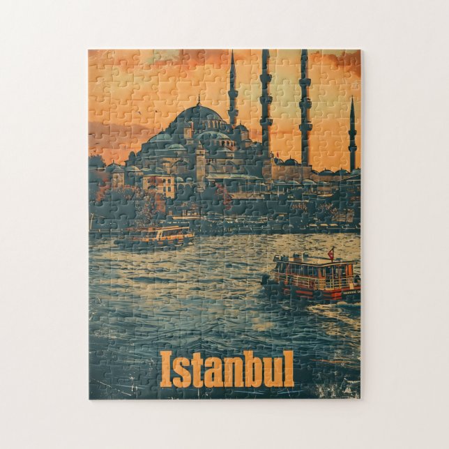 Istanbul Sunset: Vintage Postcard Jigsaw Puzzle (Vertical)