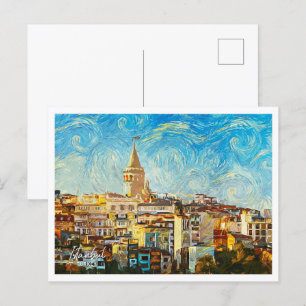 Istanbul Turkey Beautiful Oil Paint City Landscape Postcard
