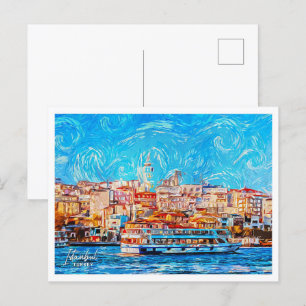 Istanbul Turkey Beautiful Oil Paint Landscape Postcard
