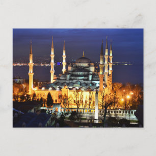 Istanbul Turkey Blue Mosque Night Photography  Postcard