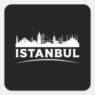 Istanbul Turkey City Cityscape Skyline Funny Gift Square Sticker