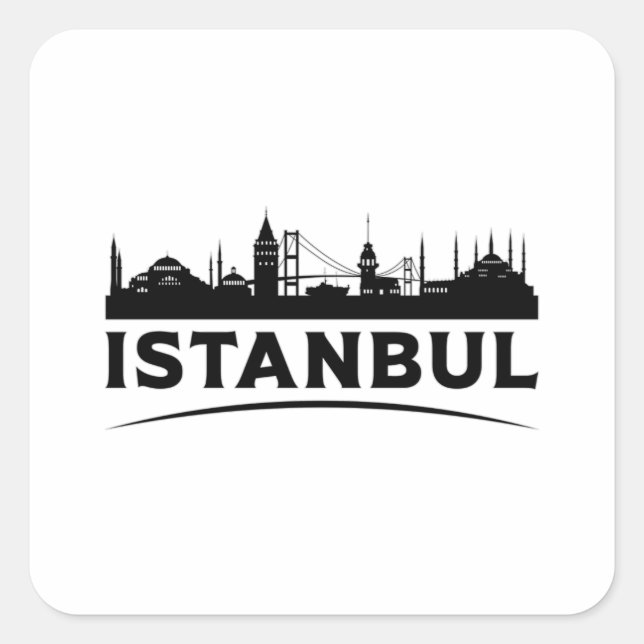 Istanbul Turkey City Cityscape Skyline Gift Idea Square Sticker (Front)