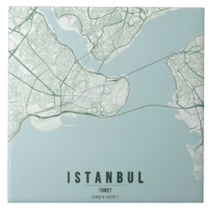 Istanbul Turkey City Map Minimal Design Ceramic Tile