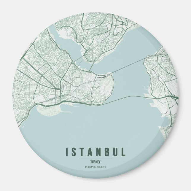 Istanbul Turkey City Map Minimal Design Magnet (Front)