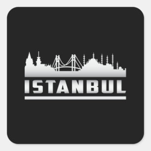 Istanbul Turkey City Skyline Cityscape Funny Gift Square Sticker