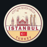 Istanbul Turkey City Skyline Emblem Magnet<br><div class="desc">Istanbul minimalist,  colourful art design featuring monuments and landmarks of the city in Turkey.</div>