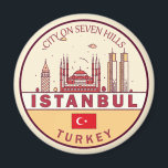 Istanbul Turkey City Skyline Emblem Magnet<br><div class="desc">Istanbul minimalist,  colourful art design featuring monuments and landmarks of the city in Turkey.</div>
