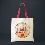 Istanbul Turkey City Skyline Emblem Tote Bag<br><div class="desc">Istanbul minimalist,  colourful art design featuring monuments and landmarks of the city in Turkey.</div>