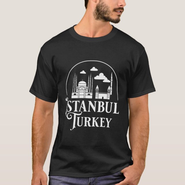 Istanbul Turkey City Skyline Map Travel T-Shirt (Front)