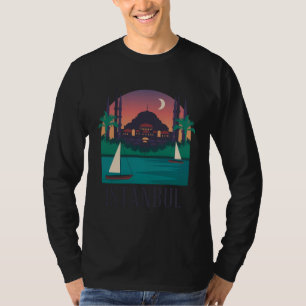 Istanbul Turkey City Skyline Silhouette Outline Sk T-Shirt