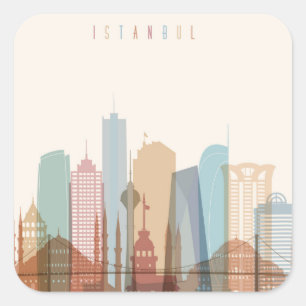 Istanbul, Turkey   City Skyline Square Sticker