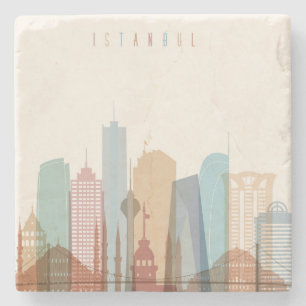 Istanbul, Turkey City Skyline Stone Coaster