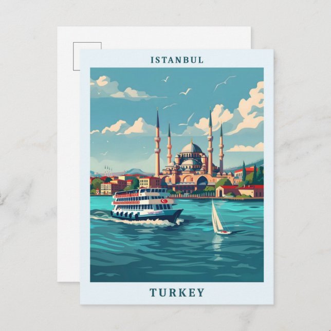 Istanbul Turkey Elegant Art Vintage Travel Postcard (Front/Back)