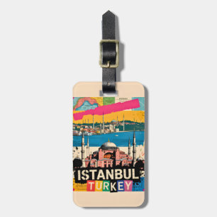 Istanbul Turkey Hagia Sophia Retro Pop Art Travel Luggage Tag