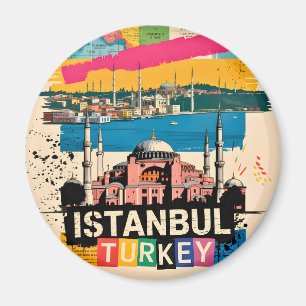 Istanbul Turkey Hagia Sophia Retro Pop Art Travel Magnet
