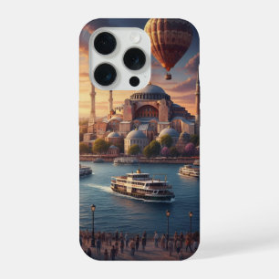 Istanbul Turkey Hot Air Balloons Blue Mosque iPhone 15 Pro Case