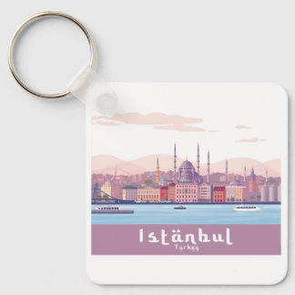 Istanbul Turkey Pastel Travel Design Key Ring