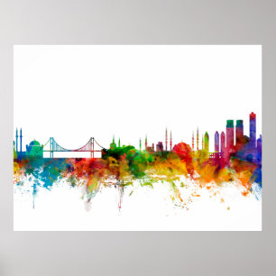 Istanbul Turkey Skyline Poster