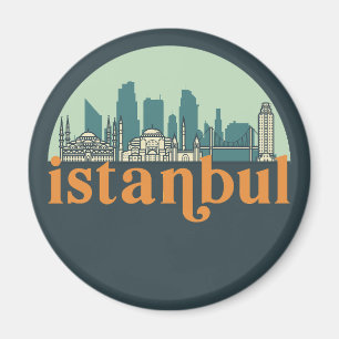 Istanbul Turkey Vintage City Skyline Cityscape Art Magnet