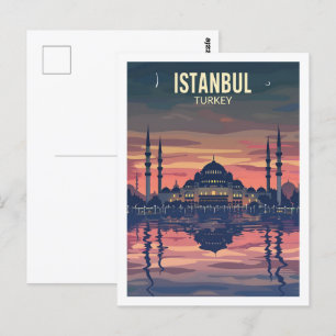Istanbul Turkey Vintage Famous Travel Place Postcard